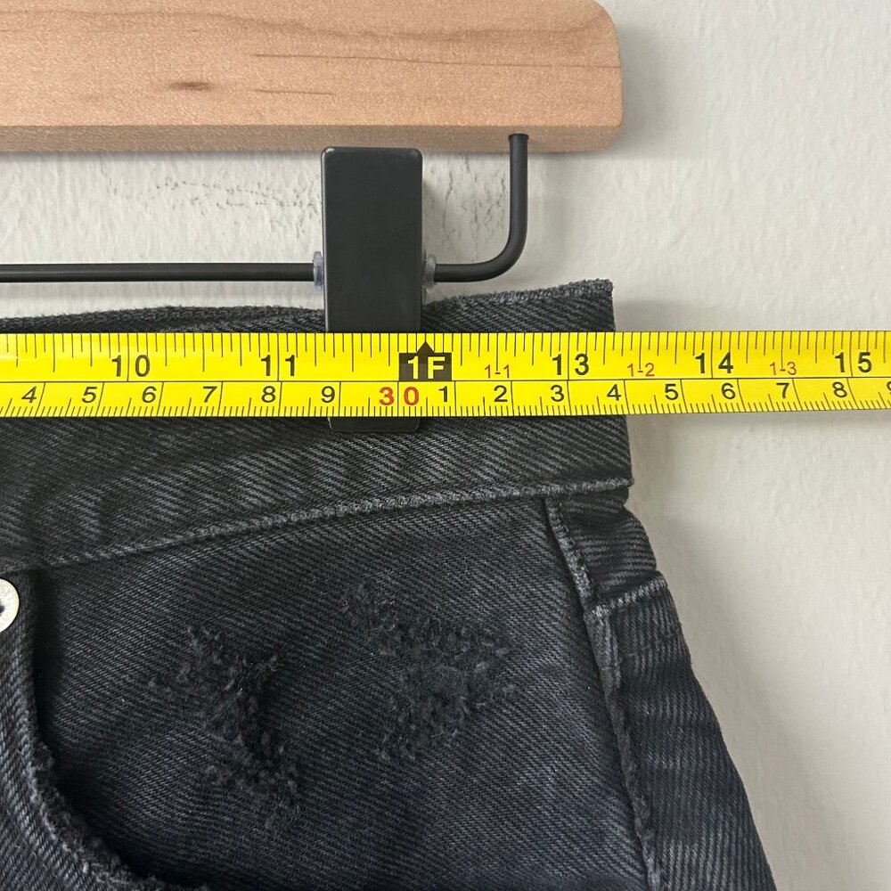 AGOLDE Parker Raw Hem Black Distressed Denim Mini Skirt Women's Size 25 - Picture 7 of 9